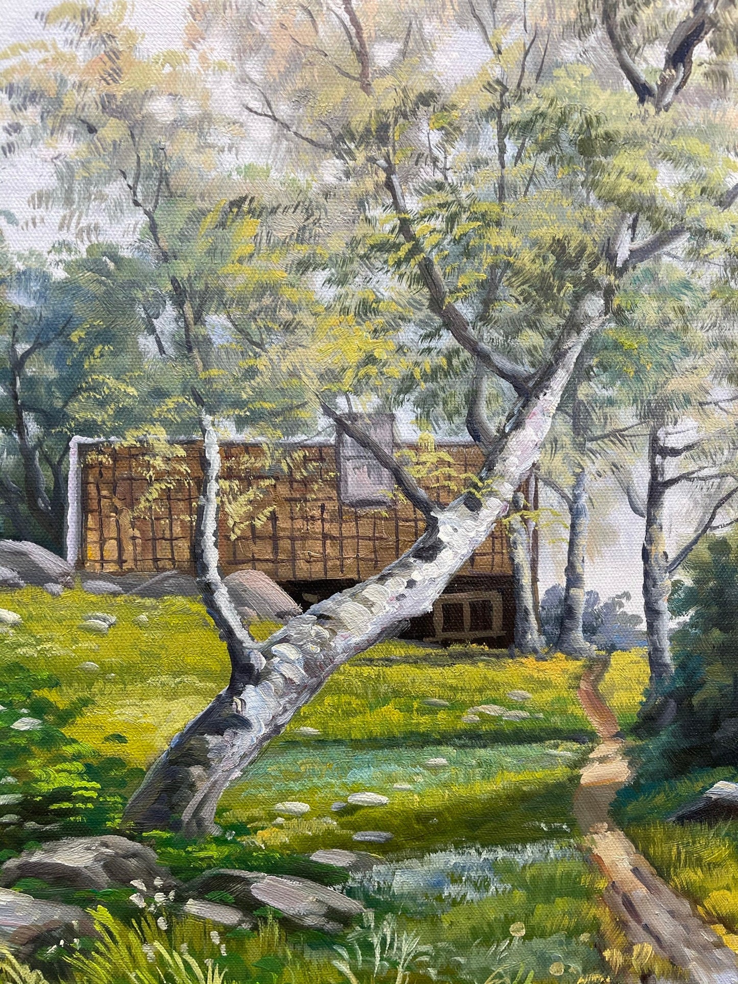 100% hand-painted Spring scenery 23.5x35.5 inch oil paintings The classical field