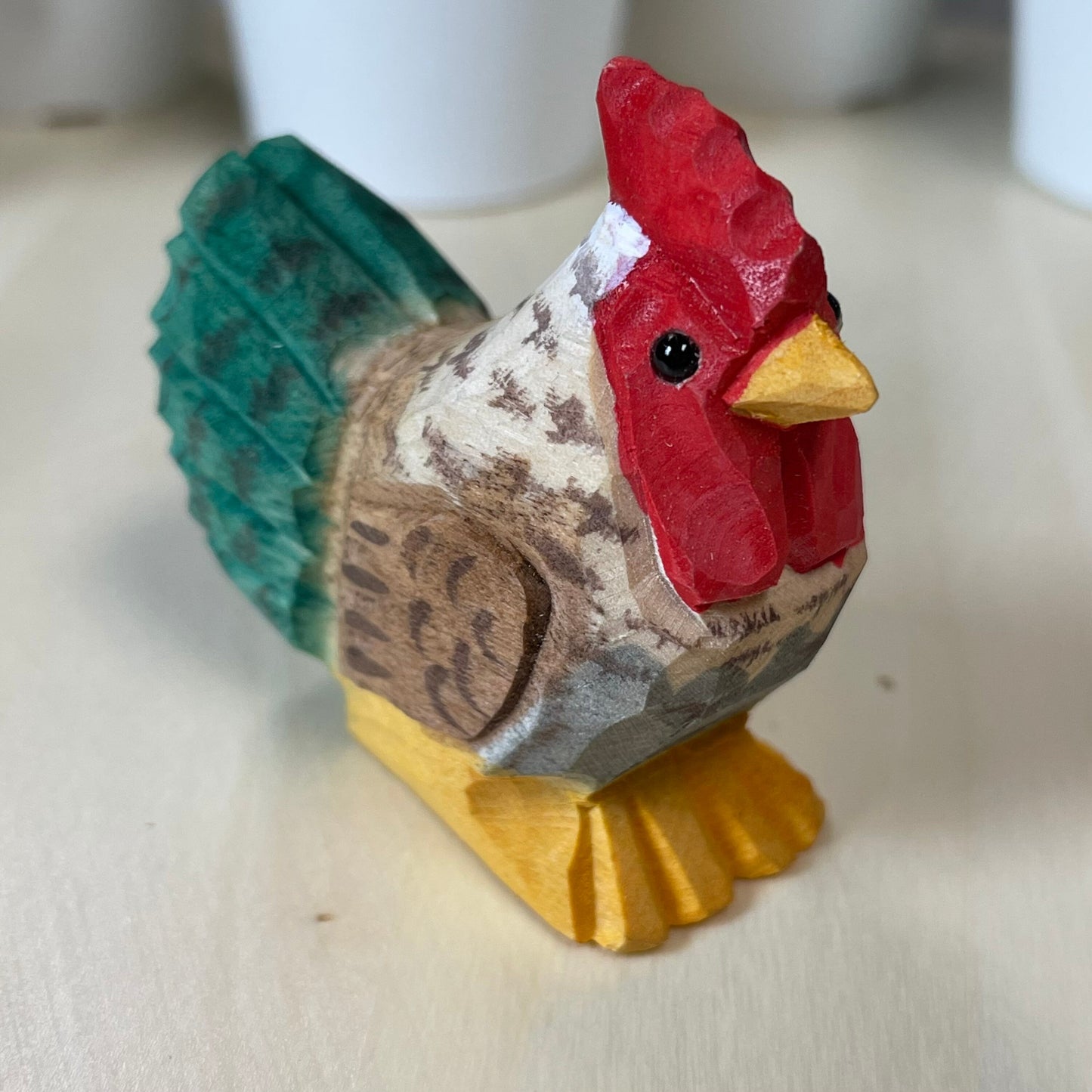 YEEYAYA Wood Hen Wood sculpture Home decor Wood statue Wood figurines room decor Hand Carved chicken