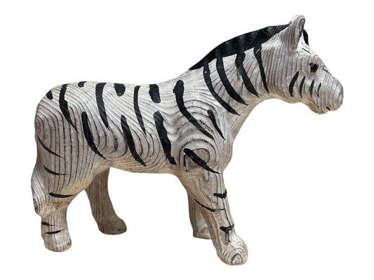 YEEYAYA Wood Zebra Wood sculpture Home decor Wood statue Wood figurines room decor Hand Carved wild animals Zoo