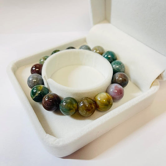 Natural stone bracelet 12mm (0.47") Bead 7-8.5 Inch beaded bracelets agate bracelet for women-(come with box)